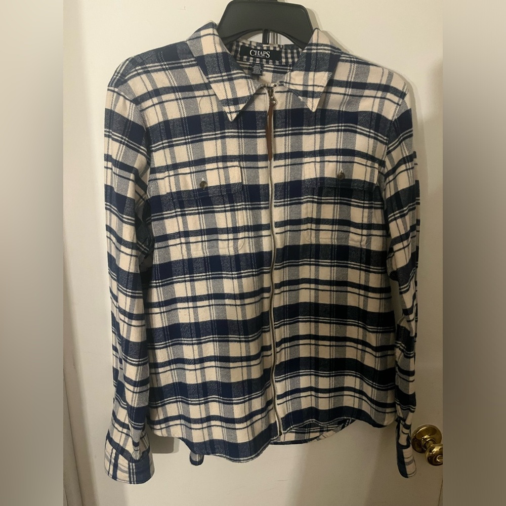 CHAPS Zip Up Plaid Flannel